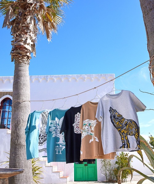 チャイハネ（チャイハネ）の「【チャイハネ】洋輔×Amina きつね親子Tシャツ（Tシャツ/カットソー・メンズ・ミント/カーキ/ベージュ/グレー/ブラック・L/M）」の12枚目の写真