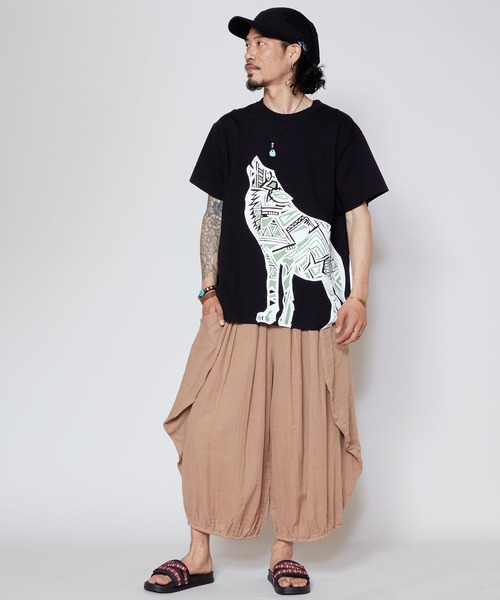 チャイハネ（チャイハネ）の「【チャイハネ】洋輔×Amina きつね親子Tシャツ（Tシャツ/カットソー・メンズ・ミント/カーキ/ベージュ/グレー/ブラック・L/M）」の13枚目の写真