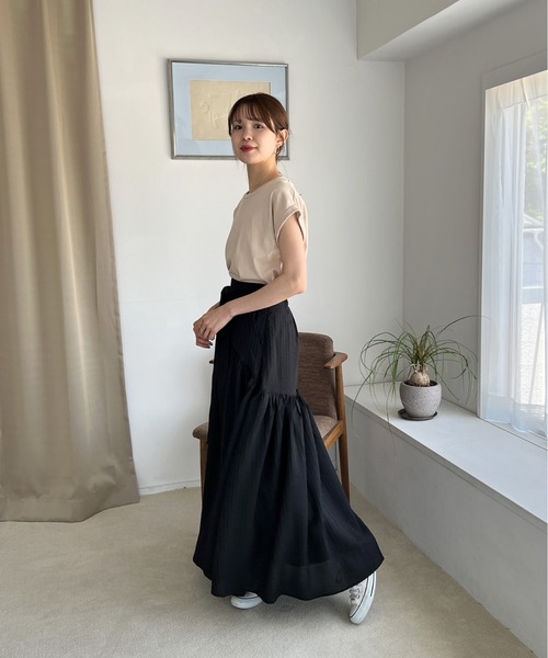 Olu.（オルドット）の「リボンベルトラウンドティアードスカート（スカート・レディース・ブラック/ホワイト/サーモンピンク・0/1）」の13枚目の写真