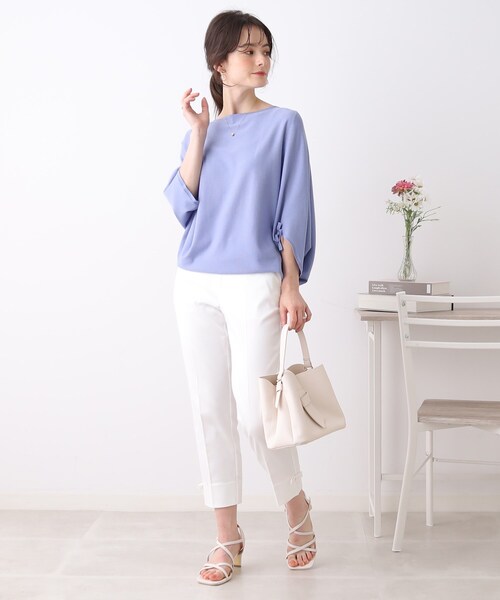 couture brooch(クチュールブローチ)の「◆【ゆるっとドルマンニットで抜け感、上品レディ。】袖リボンドルマンニット(ニット/セーター・レディース・アイボリー/サックスブルー/ブラック/ピンク系・38/42)」の10枚目の写真