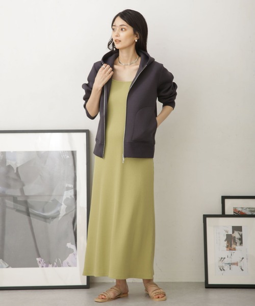 NANO universe(ナノユニバース)の「WEB限定 テックダンボールダブルジップパーカー(パーカー・レディース・オフホワイト/ブラック/ライトベージュ/グレー/チャコール・FREE)」の10枚目の写真