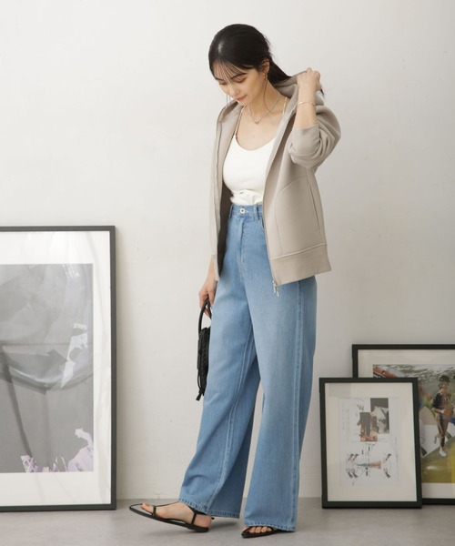 NANO universe(ナノユニバース)の「WEB限定 テックダンボールダブルジップパーカー(パーカー・レディース・オフホワイト/ブラック/ライトベージュ/グレー/チャコール・FREE)」の18枚目の写真