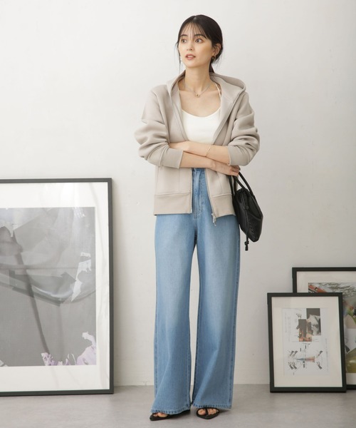 NANO universe(ナノユニバース)の「WEB限定 テックダンボールダブルジップパーカー(パーカー・レディース・オフホワイト/ブラック/ライトベージュ/グレー/チャコール・FREE)」の20枚目の写真