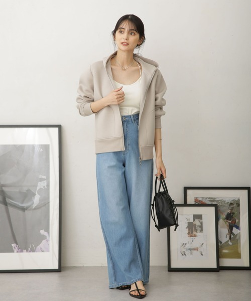 NANO universe(ナノユニバース)の「WEB限定 テックダンボールダブルジップパーカー(パーカー・レディース・オフホワイト/ブラック/ライトベージュ/グレー/チャコール・FREE)」の21枚目の写真