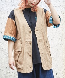 CUBE SUGAR | 無地綿ダンプVネックベスト(ベスト)