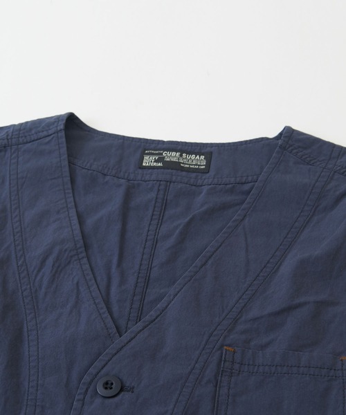 CUBE SUGAR（キューブシュガー）の「無地綿ダンプVネックベスト（ベスト・レディース・ベージュ/ネイビー/オレンジ・M）」の22枚目の写真