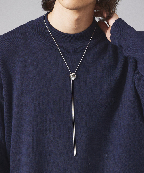 MYSELF ABAHOUSE（マイセルフアバハウス）の「【Leonor】ユニセックス メタルプレート カラーストーン ループタイ（ネックレス・メンズ・ホワイト/ブラック/シルバー/ブルー系その他・フリー）」の14枚目の写真