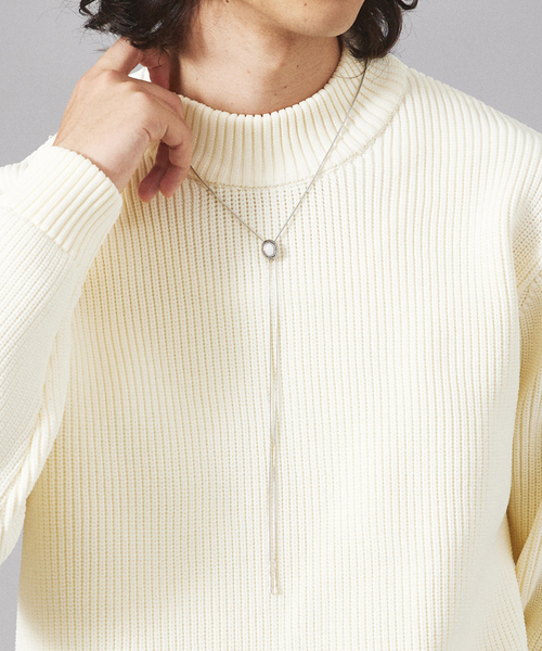 MYSELF ABAHOUSE（マイセルフアバハウス）の「【Leonor】ユニセックス メタルプレート カラーストーン ループタイ（ネックレス・メンズ・ホワイト/ブラック/シルバー/ブルー系その他・フリー）」の21枚目の写真