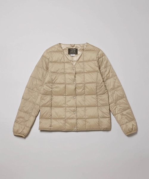 ROPE'（ロペ）の「【高評価】【TAION】別注Ｖネックショートダウンブルゾン（ダウンジャケット/コート・レディース・ブラック/ベージュ系その他/キナリ・L/M）」の5枚目の写真