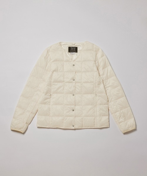 ROPE'（ロペ）の「【高評価】【TAION】別注Ｖネックショートダウンブルゾン（ダウンジャケット/コート・レディース・ブラック/ベージュ系その他/キナリ・L/M）」の4枚目の写真