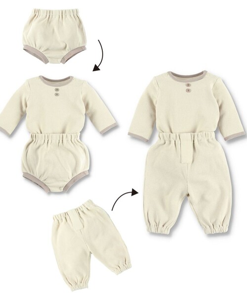 BRANSHES(ブランシェス)の「【WEB限定/ベビー/綿100%やわらかワッフル】長袖ボディスーツ(ロンパース・キッズ・アイボリー/ライトピンク/ピンク/グレイッシュベージュ・80/70)」の12枚目の写真