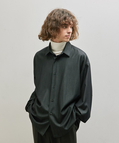 JUNRED（ジュンレッド）の「セットアップ対応 / テンセルタッチドレープビッグシャツ（シャツ/ブラウス・メンズ・ブラック/ネイビー・S/M/L）」の3枚目の写真