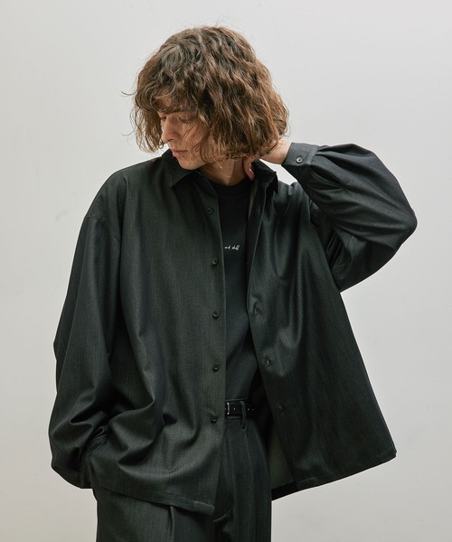 JUNRED（ジュンレッド）の「セットアップ対応 / テンセルタッチドレープビッグシャツ（シャツ/ブラウス・メンズ・ブラック/ネイビー・S/M/L）」の4枚目の写真