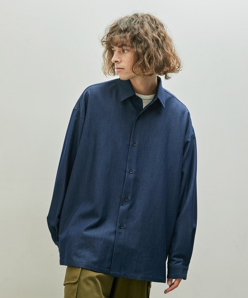 JUNRED（ジュンレッド）の「セットアップ対応 / テンセルタッチドレープビッグシャツ（シャツ/ブラウス・メンズ・ブラック/ネイビー・S/M/L）」の5枚目の写真