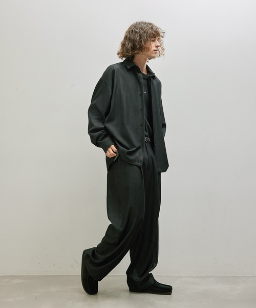 JUNRED（ジュンレッド）の「セットアップ対応 / テンセルタッチドレープビッグシャツ（シャツ/ブラウス・メンズ・ブラック/ネイビー・S/M/L）」の7枚目の写真