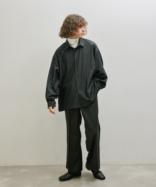 JUNRED（ジュンレッド）の「セットアップ対応 / テンセルタッチドレープビッグシャツ（シャツ/ブラウス・メンズ・ブラック/ネイビー・S/M/L）」の8枚目の写真