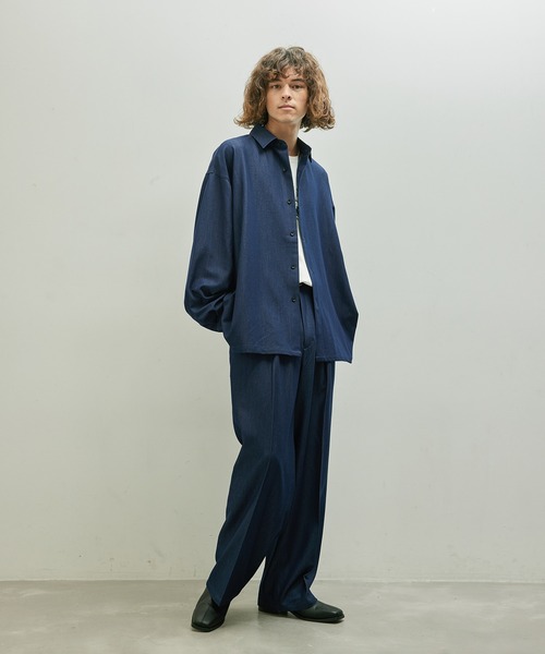 JUNRED（ジュンレッド）の「セットアップ対応 / テンセルタッチドレープビッグシャツ（シャツ/ブラウス・メンズ・ブラック/ネイビー・S/M/L）」の9枚目の写真