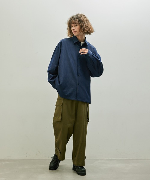 JUNRED（ジュンレッド）の「セットアップ対応 / テンセルタッチドレープビッグシャツ（シャツ/ブラウス・メンズ・ブラック/ネイビー・S/M/L）」の10枚目の写真