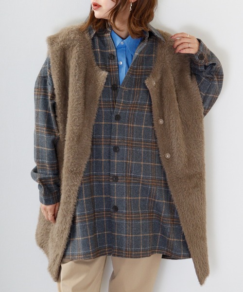 FUNALIVE（ファンアライブ）の「Vintage check heavy flannel shirt / ヴィンテージチェック ヘビーネルシャツ unisex（シャツ/ブラウス・メンズ・グリーン系/オレンジ系/ベージュ系/ブラック系/グレー系/ブラウン系・F）」の3枚目の写真