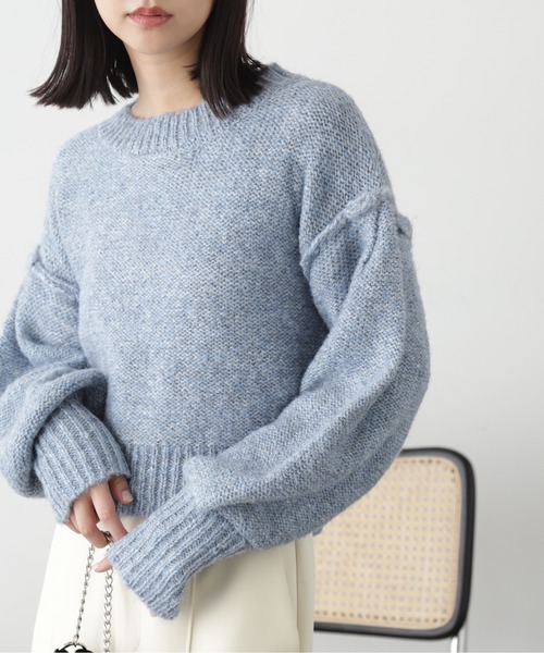 FREE'S MART（フリーズマート）の「◆バックリボンショート丈ニット（ニット/セーター・レディース・ピンク/グリーン/グレー/ブルー・FREE）」の3枚目の写真