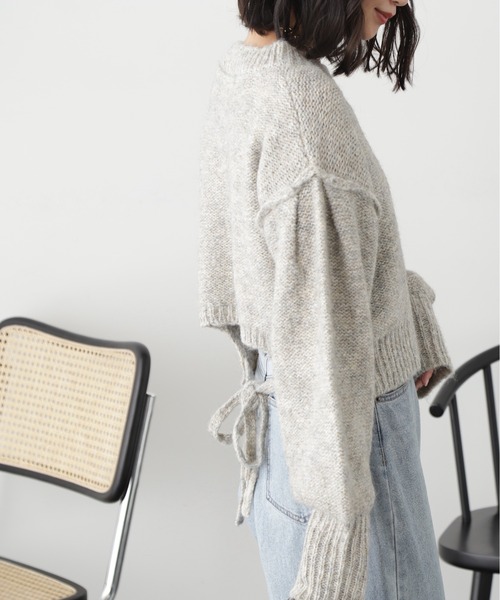 FREE'S MART（フリーズマート）の「◆バックリボンショート丈ニット（ニット/セーター・レディース・ピンク/グリーン/グレー/ブルー・FREE）」の7枚目の写真