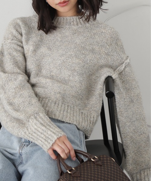 FREE'S MART（フリーズマート）の「◆バックリボンショート丈ニット（ニット/セーター・レディース・ピンク/グリーン/グレー/ブルー・FREE）」の6枚目の写真