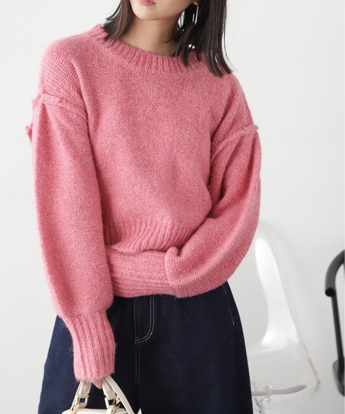 FREE'S MART（フリーズマート）の「◆バックリボンショート丈ニット（ニット/セーター・レディース・ピンク/グリーン/グレー/ブルー・FREE）」の12枚目の写真