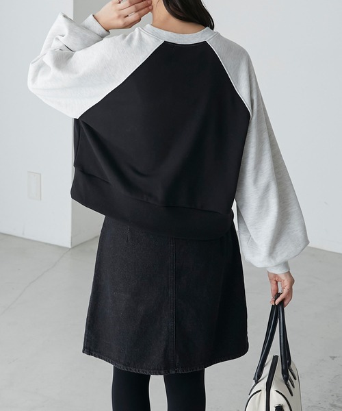 BONLECILL(ボンルシール)の「フレンチロゴ刺繍 ラグランスリーブ スウェットプルオーバー(スウェット・レディース・ネイビー系1/グレー系2/グレー系1・FREE)」の6枚目の写真