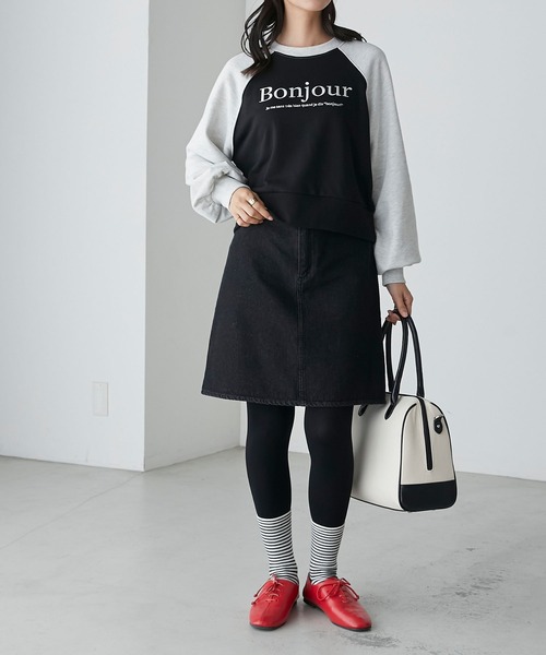 BONLECILL(ボンルシール)の「フレンチロゴ刺繍 ラグランスリーブ スウェットプルオーバー(スウェット・レディース・ネイビー系1/グレー系2/グレー系1・FREE)」の8枚目の写真