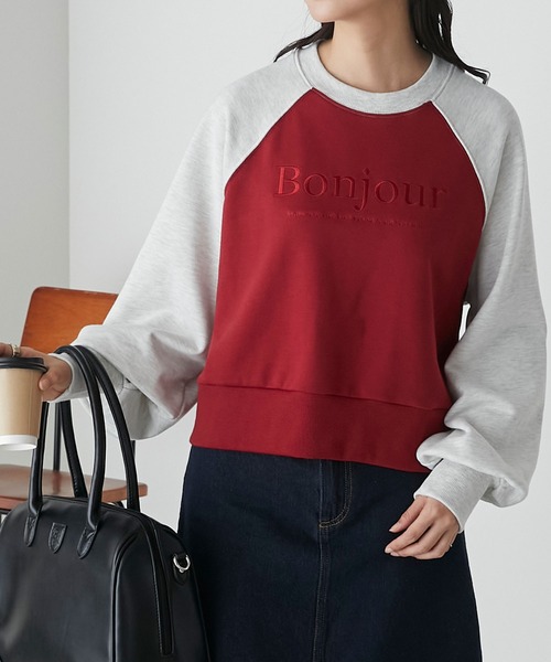 BONLECILL(ボンルシール)の「フレンチロゴ刺繍 ラグランスリーブ スウェットプルオーバー(スウェット・レディース・ネイビー系1/グレー系2/グレー系1・FREE)」の14枚目の写真