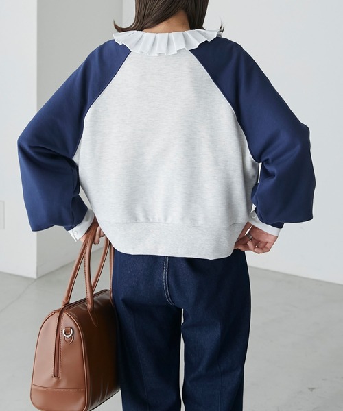 BONLECILL(ボンルシール)の「フレンチロゴ刺繍 ラグランスリーブ スウェットプルオーバー(スウェット・レディース・ネイビー系1/グレー系2/グレー系1・FREE)」の20枚目の写真