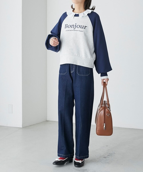 BONLECILL(ボンルシール)の「フレンチロゴ刺繍 ラグランスリーブ スウェットプルオーバー(スウェット・レディース・ネイビー系1/グレー系2/グレー系1・FREE)」の22枚目の写真