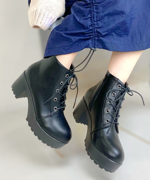 Sugar Sugar（シュガーシュガー）の「【SUGAR SUGARシュガーシュガー】レースアップブーツ（ブーツ・レディース・ダークブラウン/ブラック・S/M/L/LL）」の14枚目の写真