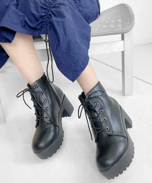 Sugar Sugar（シュガーシュガー）の「【SUGAR SUGARシュガーシュガー】レースアップブーツ（ブーツ・レディース・ダークブラウン/ブラック・S/M/L/LL）」の19枚目の写真