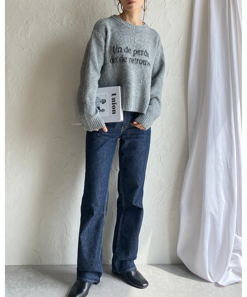 She's Closet（シーズクローゼット）の「ショート丈ロゴフェザーヤーンシャギーニットプルオーバー（ニット/セーター・レディース・グレー/ブラック/オートミール/ネイビー・FREE）」の10枚目の写真