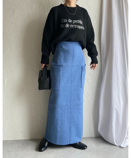 She's Closet（シーズクローゼット）の「ショート丈ロゴフェザーヤーンシャギーニットプルオーバー（ニット/セーター・レディース・グレー/ブラック/オートミール/ネイビー・FREE）」の12枚目の写真