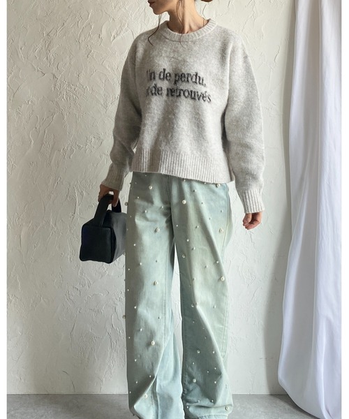 She's Closet（シーズクローゼット）の「ショート丈ロゴフェザーヤーンシャギーニットプルオーバー（ニット/セーター・レディース・グレー/ブラック/オートミール/ネイビー・FREE）」の15枚目の写真
