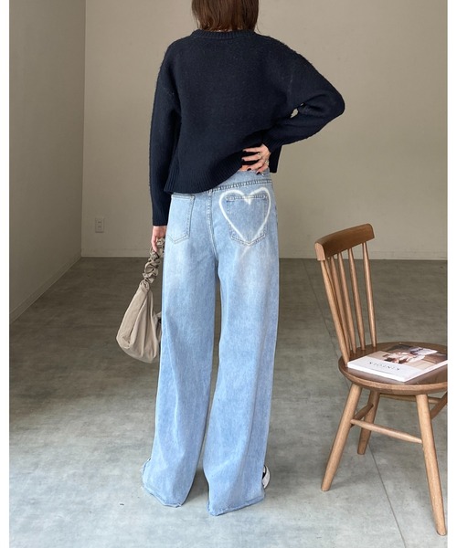 She's Closet（シーズクローゼット）の「ショート丈ロゴフェザーヤーンシャギーニットプルオーバー（ニット/セーター・レディース・グレー/ブラック/オートミール/ネイビー・FREE）」の21枚目の写真