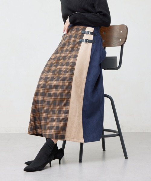 Chez toi（シェトワ）の「サイドベルトキルトスカート（スカート・レディース・ブラック/オレンジ/グレー・FREE）」の3枚目の写真