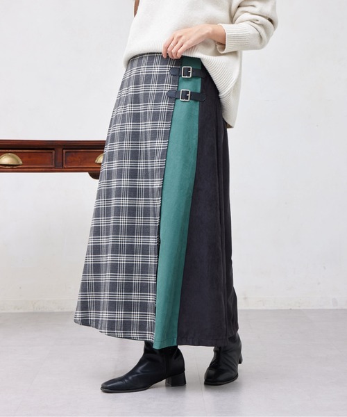 Chez toi（シェトワ）の「サイドベルトキルトスカート（スカート・レディース・ブラック/オレンジ/グレー・FREE）」の5枚目の写真