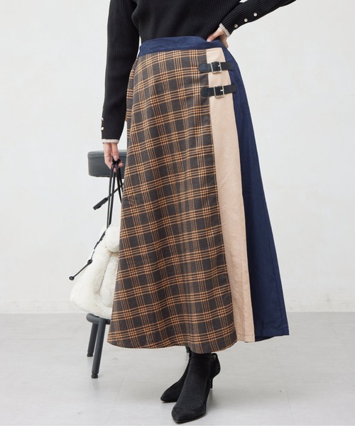 Chez toi（シェトワ）の「サイドベルトキルトスカート（スカート・レディース・ブラック/オレンジ/グレー・FREE）」の14枚目の写真