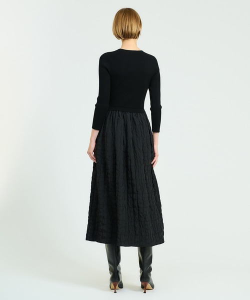 エストネーション ジャガードニットコンビワンピース黒 フリーサイズ