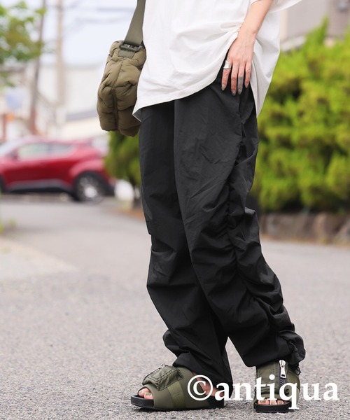 UVカット撥水加工 ギャザーカーゴパンツ（カーゴパンツ