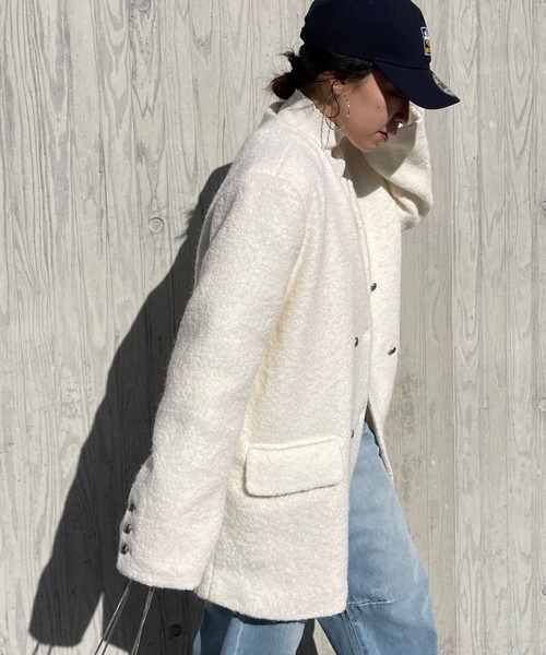 【2点SET】muffler set tweed jacket coat / マフラーセットツイードコート