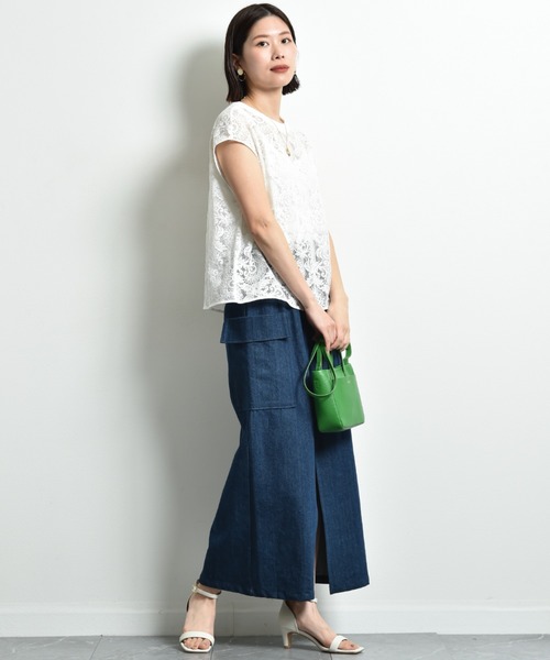 INTERPLANET（インタープラネット）の「フラワーコードレースキャミ付ブラウス（シャツ/ブラウス・レディース・アイボリー/チャコールグレー・FREE）」の12枚目の写真
