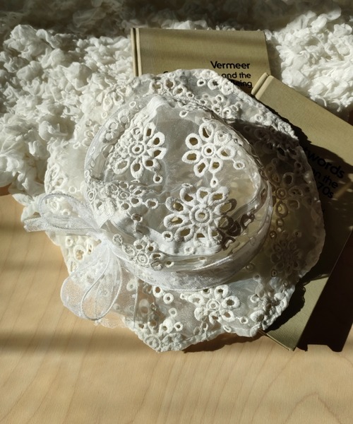 セール】オーガンジー花刺繍シースルーハット・帽子（ハット