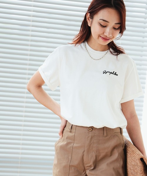 GYMPHLEX(ジムフレックス)の「GYMPHLEX / COMBED COTTNON JERSEY T(Tシャツ/カットソー・レディース・その他/ホワイト/その他1/チャコールグレー・16)」の2枚目の写真