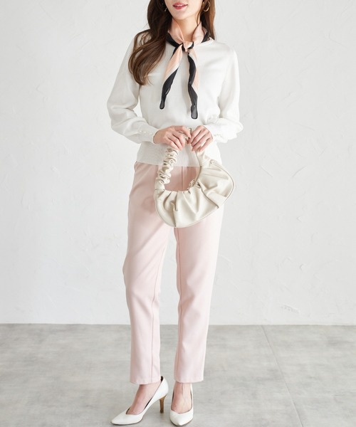 tocco closet(トッコ クローゼット)の「【ZOZO限定】スカーフ付きニットプルオーバー(ニット/セーター・レディース・オフホワイト/ライトグレー/ピンク・M)」の14枚目の写真