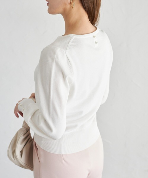 tocco closet(トッコ クローゼット)の「【ZOZO限定】スカーフ付きニットプルオーバー(ニット/セーター・レディース・オフホワイト/ライトグレー/ピンク・M)」の15枚目の写真