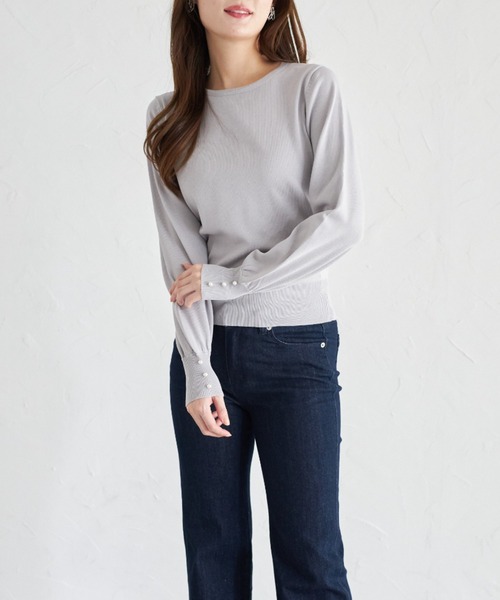 tocco closet(トッコ クローゼット)の「【ZOZO限定】スカーフ付きニットプルオーバー(ニット/セーター・レディース・オフホワイト/ライトグレー/ピンク・M)」の10枚目の写真